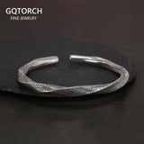 925 Sterling Silver Viking Cuff Bangles for Men and Women Antient Twisted Bracelet Fine Jewelry