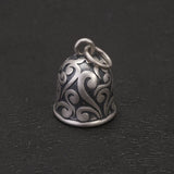 925 Sterling Silver Vintage Bell Pendant Necklace Tinkling Rattling Sound Matte Arabesque Pattern Unisex Charm Luck Jewelry Gift