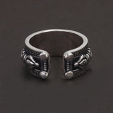 925 Sterling Silver Vintage Retro Six Word Vajra Pestle Ring for Men Women Auspicious Knots Amulet Buddhist Jewelry
