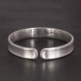 Sanskrit Six Words Bangles For Women And Men 999 Pure Silver Opening Cuff Bracelet Lovers Om Mani Padme Hum Buddhism Jewelry