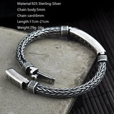 Viking Mens Bracelet 925 Sterling Silver Punk Men Jewelry Hand Braided Chain Wedding Birthday Party