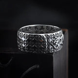 Guaranteed 925 Sterling Silver Mantra Rings Vintage Coins Engraved With Pixiu Natural Red Garnet Stone Resizable - GQTORCH Jewelry