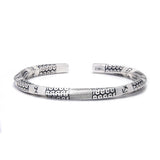 4pcs/set 999 Pure Silver Twisted Open Cuff Bangle Bohemian Rope Stackable Bracelets Constellation Symbol Ethnic Style Jewelry