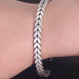 999 Pure Silver Handmade Braided Cuff Bracelet for Women and Men 5.5mm Matte Simple Retro Open Bangle Fashion Party Jewelry