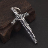 Pure 925 Sterling Silver Crucifix Cross Pendant for Men Women Vintage Catholic Christ Jesus Necklace Regilion Jewelry