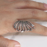 925 Sterling Silver Ring Exaggerated Big Wings Hollow Ring Ladies Inlaid Zirconia Retro Vintage Punk  women jewelry