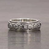 S925 Sterling Silver Rotatable Buddhism Ring Vintage Men's Six-pointed Star Auspicious Cloud Religious Jewelry