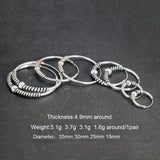 Real 925 Sterling Silver Round Earrings Fashion Hoop Circle Earrings With Coils Beads Handmade Jewelry Accessories