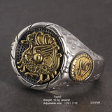 925 Sterling Silver Hammered Rings for Men 4 Mythical Creatures Animal Antique Adjustable China Traditional Jewellery