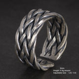 Viking Jewelry 925 Sterling Silver Braided Rings For Men and Women Retro Punk Adjustable