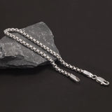 925 Sterling Silver 3mm Square Rolo Link Round Box Chain Bracelet for Men Handmade Fashion Jewelry Accessories