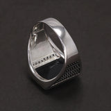 925 Sterling Silver Black Onyx Stone Signet Ring for Men Square Shaped Inlaid White Zircon Turkish Rings Retro Fashion Jewelry