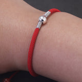 999 Pure Silver Bead Lucky Red Charm Rope Bracelet Handmade Braided String Friendship Bracelet Adjustable Fashion Jewelry
