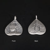 Sterling Silver 999 Vintage Pendant for Men and Women Bodhisattva Buddhist Religious Amulet Charm Necklace Fine Jewelry