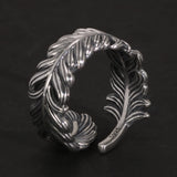 US 6-10 Ring 925 Silver Retro Simple Fashion Women Ring Thai Silver Leaf  Shape Opening Adjustable Fine Jewelry