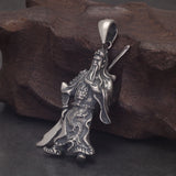 Real 925 Sterling Silver 3D Guan Gong Pendant Handcrafted Chinese God of War Vintage Amulet Unique Spiritual Protection Jewelry