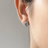 925 Sterling Silver Luxury Topaz Red Garnet Flower Stud Earrings with Inlaid Zircon Women Elegant Wedding Jewelry Accessories