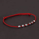 925 Sterling Silver Small Bead Braided Rope Bracelet Anklet for Women Men Grey Red Black Thin Friendship Bracelet Trendy Jewelry