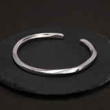 925 Sterling Silver Mobius Bracelet Cuff Bangle for Men Women 4mm Twisted Line Simple Retro Antiqued Wristband Bracelets - GQTORCH Jewelry