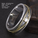 Evil Eye Rings Sterling Silver 925 For Men Women Brass Lines Rotatable Lucky Spinner Rings Fine Jewelry