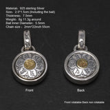 Real 925 Sterling Silver Six True Words Mantra Pendant Necklace Om Mani Padme Hum Rotatable Lucky Retro Religious Jewelry