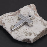 925 Sterling Silver Cross Pendant Necklace Skull Link Chain Respect & Truth Voltaire Quote Necklace Punk Retro Hip Hop Jewelry