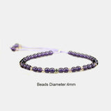 Natural Amethyst Beads Bracelet For Women Lace-up Adjustable 4mm Small Yoga Crystal Beads Stretch Bracelet Pulseira Masculina - GQTORCH Jewelry