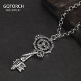 Real Pure 925 Sterling Silver Pendant For Women And Men Large Keys Steampunk  Style Retro Punk Rock Necklaces & Pendants