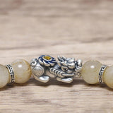 Natural Citrine Beaded Bracelets with 925 Sterling Silver Pixiu Charms Accessories Man and Women Transfer Luck Jewelry - GQTORCH Jewelry