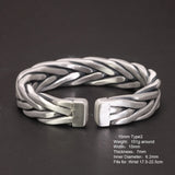 Heavy 999 Sterling Silver Braided Bracelet For Men Retro Solid Thick Handmade Viking Jewelry Opening Adjustable