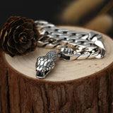 925 Sterling Silver Bracelet for Men Thai Silver Punk Rock Style Snake Head Buckle Men's Bracelet Personalized Gift Wholesale