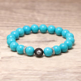 Natural Turquoise Beads Bracelet for Men and Women Lucky Chinese knot Sandalwood Bead 925 Sterling Silver Accessories Jewelry