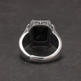 925 Sterling Silver Black Onyx Ring for Men Adjustable Vintage Retro Turkish Signet Ring Punk Cool Domineering Handmade Jewelry