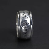 Real 990 Sterling Silver Mantra Rings Rotatable Shifting Lucky Tibetan Six Words Om Mani Padme Hum Buddha Ring For Men And Women