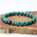 Natural Malachite Beads Bracelet Lotus Meditation Sandalwood Bead 925 Sterling Silver Accessories Jewelry for Men and Women - GQTORCH Jewelry