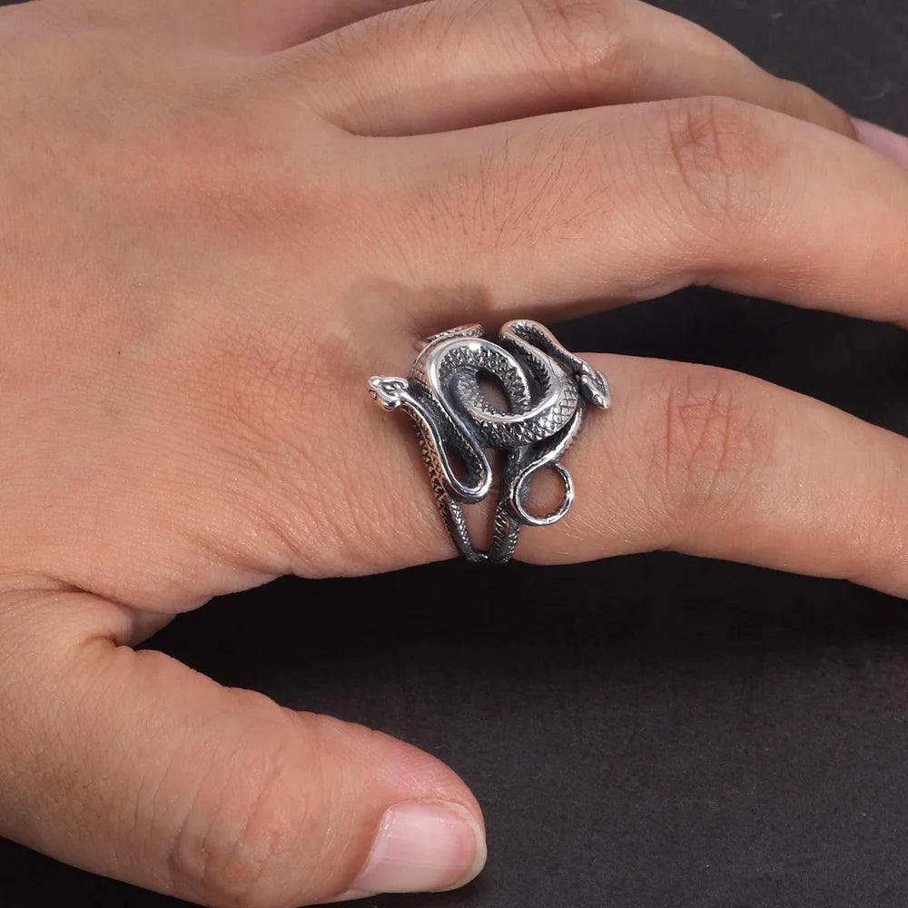 Real 925 Sterling Silver Snake Rings for Men Women TV Drama