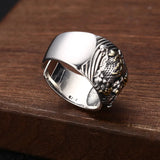 Real Pure 925 Sterling SilverMen RingsGothicRetro Punk Rock Dragon Ring Opening Adjustable Fine Jewellery BoyfriendGift Party