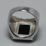 Real Solid 925 Sterling Silver Rings for Man with Stones Black Natural Onyx Micro Paved Cubic Zircon Cross Broadsword Pattern - GQTORCH Jewelry