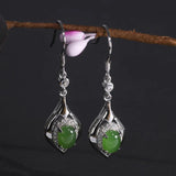 925 Silver Jewelry Natural Stone Jade Minimalist Elegance Geometric Earrings For Women Christmas Jewelry - GQTORCH Jewelry