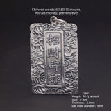 Sterling Silver 990 Vintage Auspicious Clouds Square Pendant for Men Carved Dragon Design Retro Punk Rock Pendant Male Jewelry