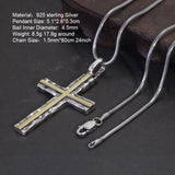 925 Silver Jewelry Certified Original Jesus Cross Pendant Necklace with Gold Carved Forever Eternity Reignitions Amulet Jewelry