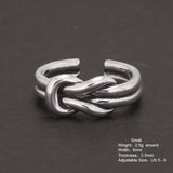 Hand Knotted S925 Sterling Silver Ring for Men and Women Retro Punk Aneis Femino Opening Fine Jewelry