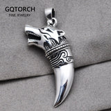 Thai Silver Wolf Tooth Pendant Genuine 925 Sterling Silver Necklaces Pendants For Men Steampunk Vintage style Men Jewelry