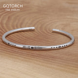 925 Sterling Silver Feather 3mm Thin Cuff Bracelet for Women Men, Moon Star Design, Simple Retro Indian Jewelry Party Gift