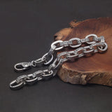 Solid 925 Sterling Silver Six Character True Word Oval Link Chain Bracelet Vintage Punk Retro Fashion Buddhist Jewelry - GQTORCH Jewelry