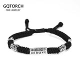 Handwoven Lucky Bracelet for Men and Women with Six Words 925 Sterling Silver Pixiu Adjustable Braid Rope Religious Jewelry - GQTORCH Jewelry