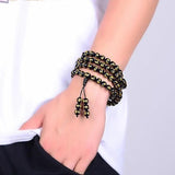 Natural Red And Black Onyx 108 Beads Bracelet Gilding Six Words OM Couple Bracelet For Men Women Buddha Prayer Jewelry - GQTORCH Jewelry