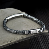 Viking Mens Bracelet 925 Sterling Silver Punk Men Jewelry Hand Braided Chain Wedding Birthday Party