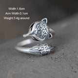 Real Pure S990 Sterling Silver Retro Craft Thai Silver Ring Fashion Fox Shape Openning Adjustable Rings Jewelry High Quality