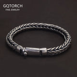 22cm 925 Sterling Silver Viking Braided Woven Bracelet for Men Toggle Clasp Vintage Fashion Punk Handmade Jewelry